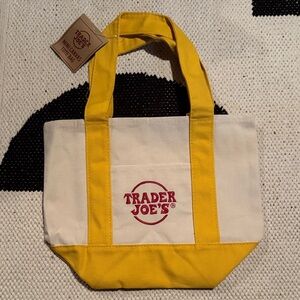 Trader Joe's MINI Yellow and White Tote Bag